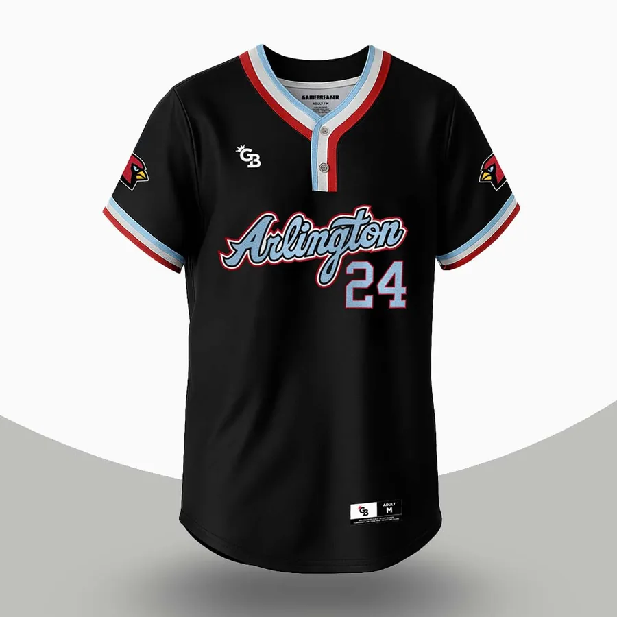 Two-Button Baseball Jerseys made to order by ZEE Sports Wear — custom baseball team kit