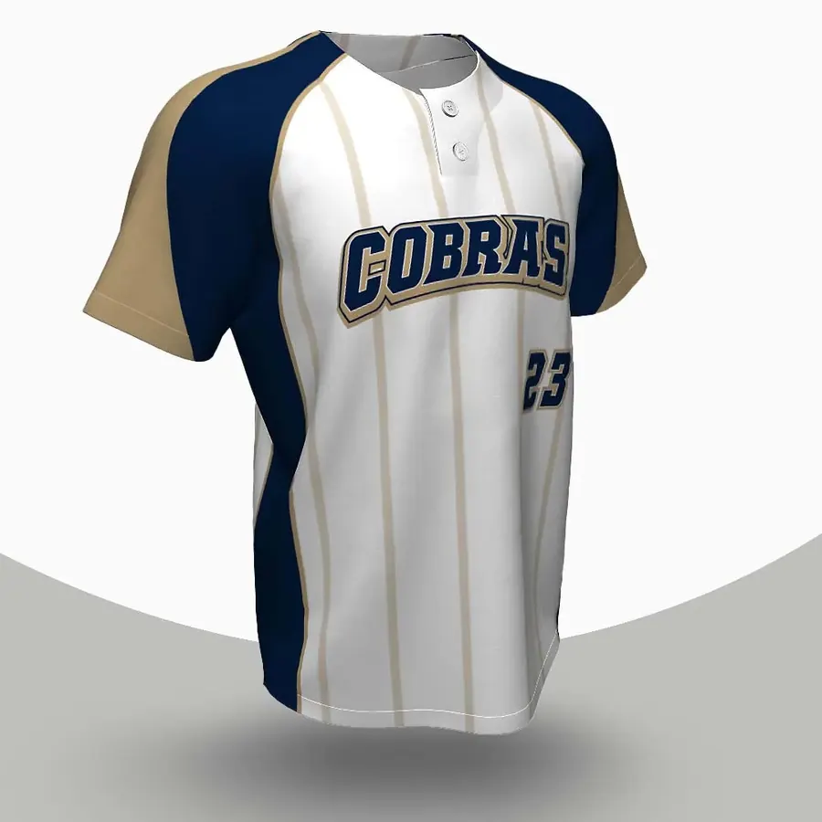 Two-Button Baseball Jerseys made to order by ZEE Sports Wear — custom baseball team kit
