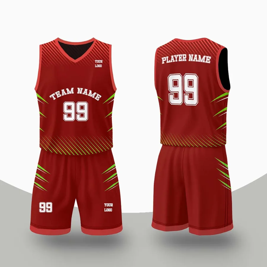 Red Basketball Uniform made to order by ZEE Sports Wear — custom basketball team kit