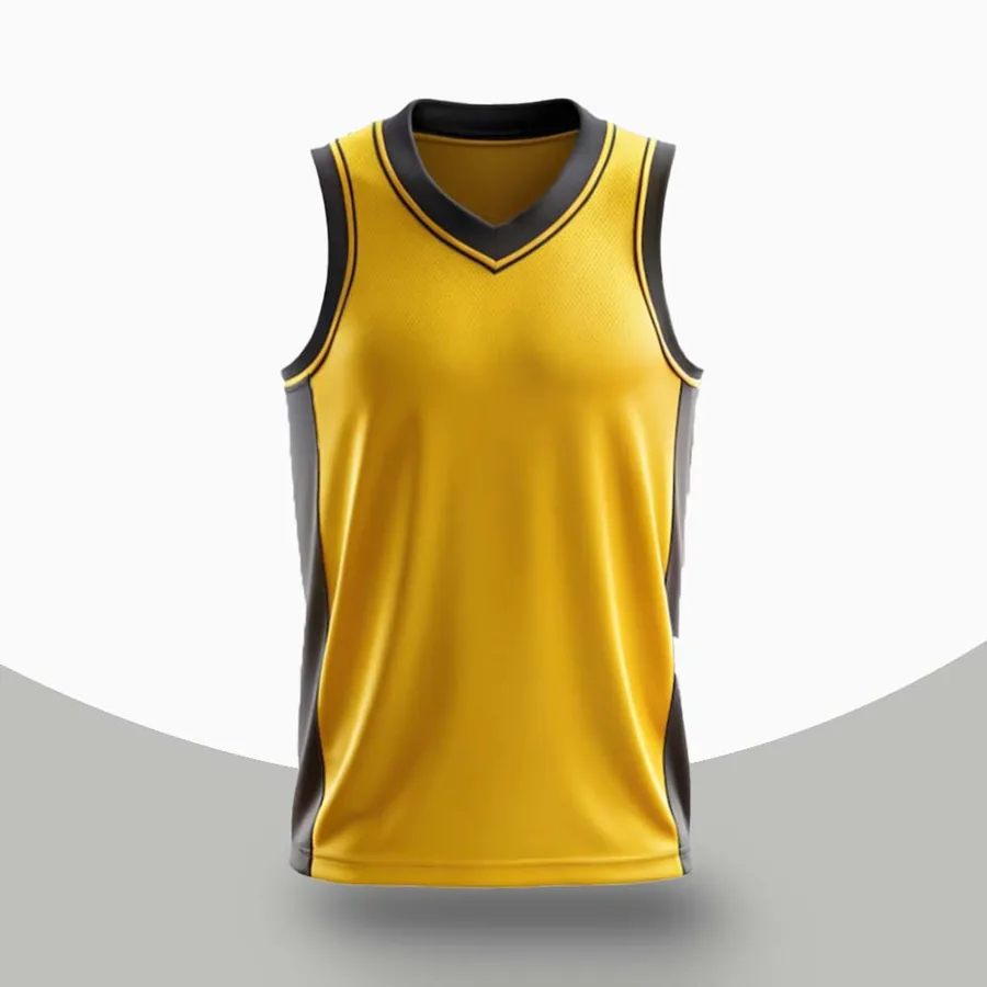 Yellow Basketball Uniform made to order by ZEE Sports Wear — custom basketball team kit